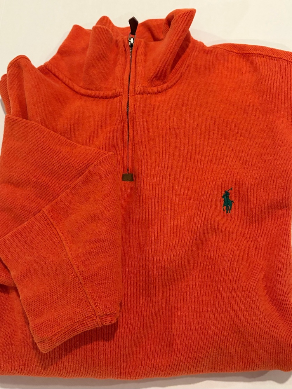 Polo Ralph Lauren Estate Rib Quarter Zip Pullover burnt orange XXL Logo sweater - Picture 5 of 5
